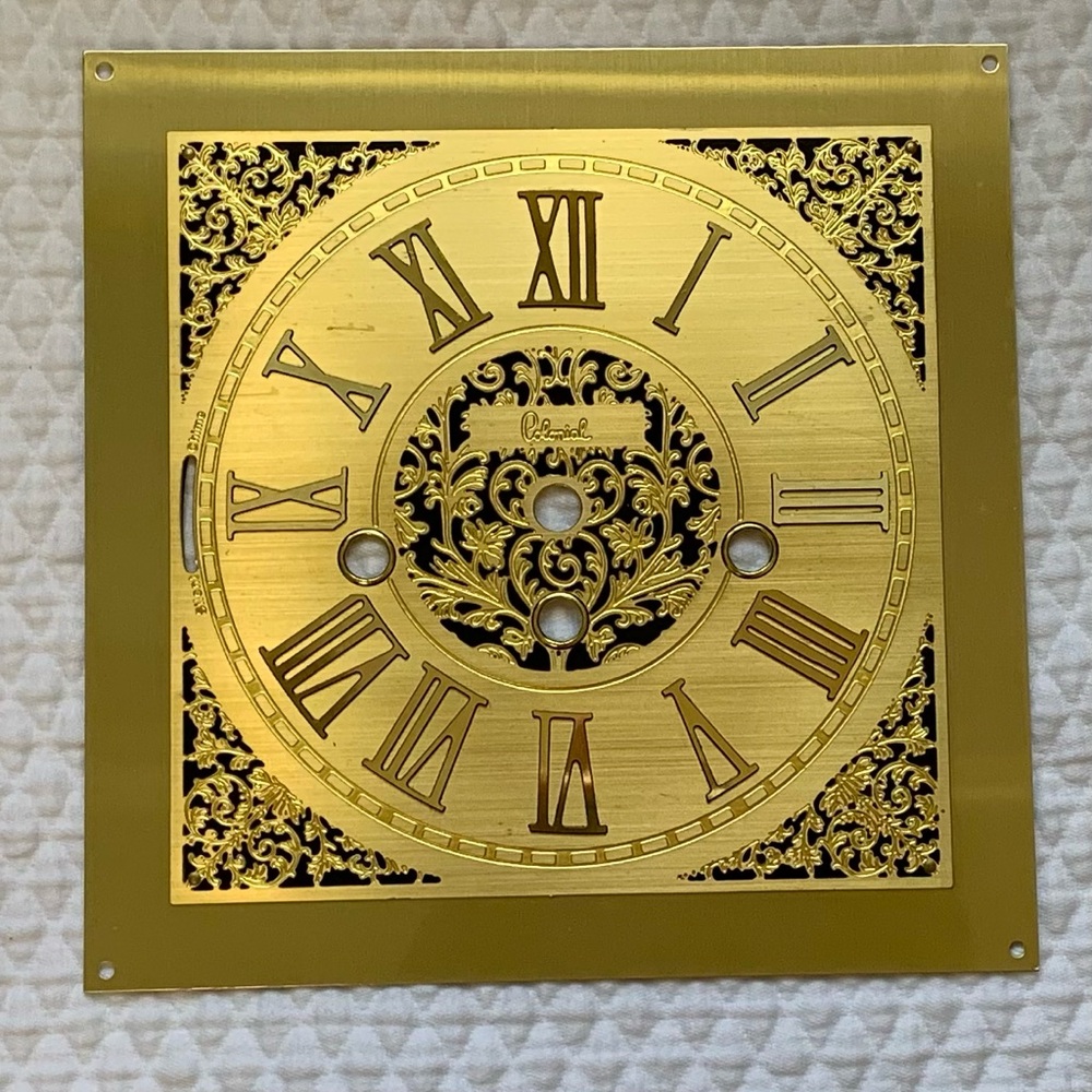 Old Zeeland Colonial Brass 7 7/8 " Square Clock Face RomanNum💖 Priority Shipping